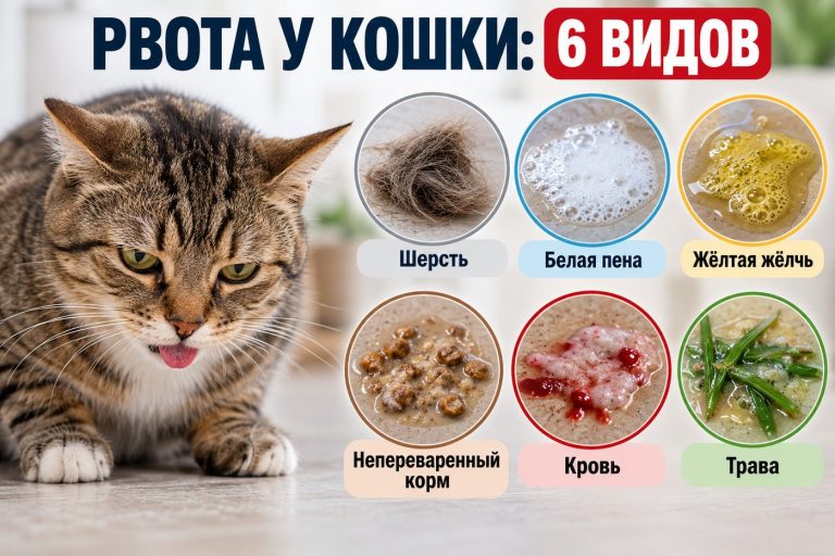 Рвота у кошки по цвету